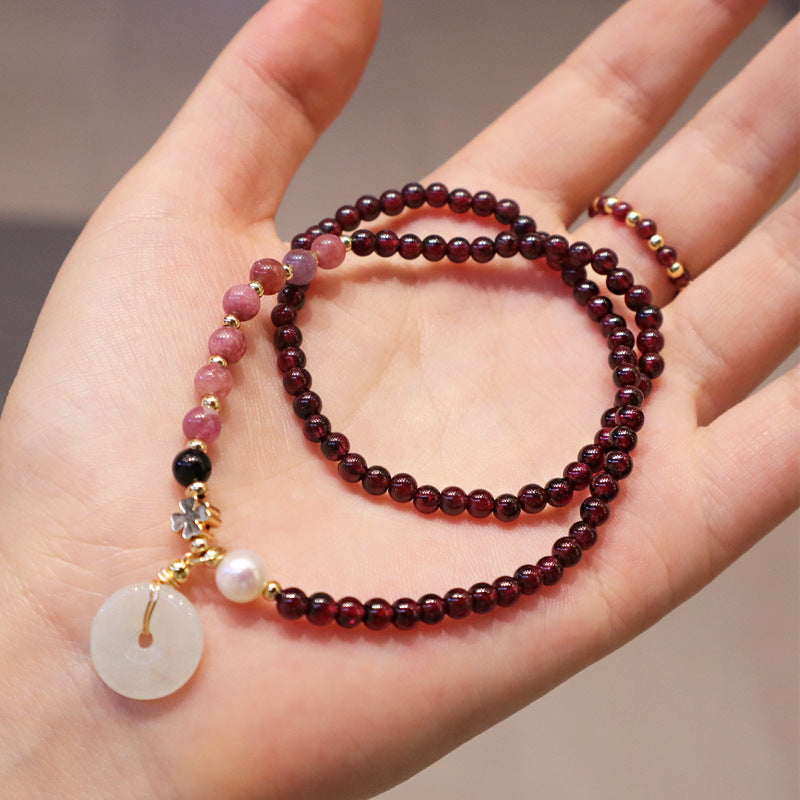 Women's Safety Buckle Elastic Pink Tourmaline Gift Bracelets
