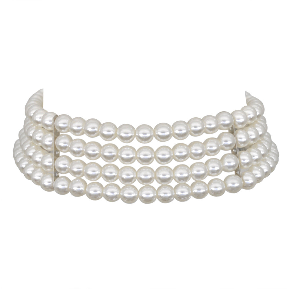 Classy Beaded Pearl Female Temperament Short Necklace