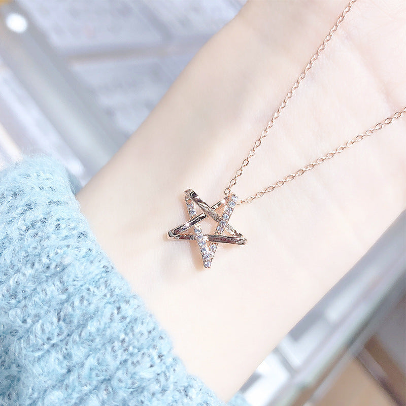 Simple Rose Gold Plated Five-pointed Star Necklaces