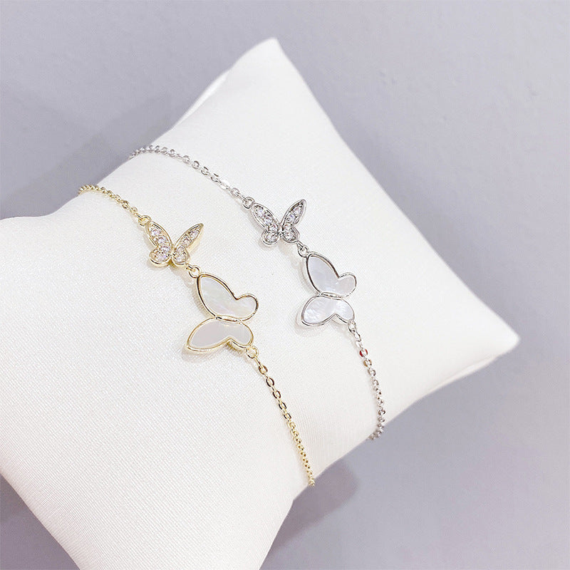 Women's Shell Butterfly Korean Style Electroplated Real Gold Couple Girlfriends Bracelet