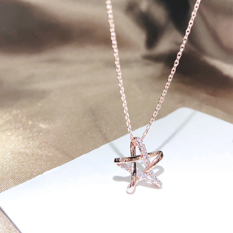 Simple Rose Gold Plated Five-pointed Star Necklaces