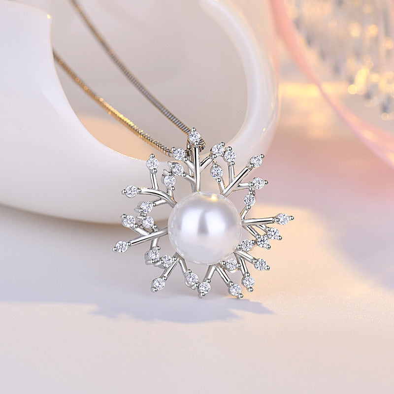 Accessories Snowflake Pearl Female Super Flash Pendants