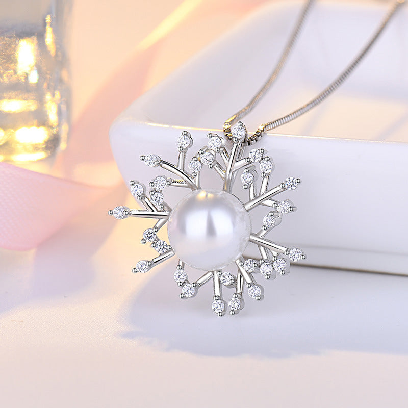 Accessories Snowflake Pearl Female Super Flash Pendants