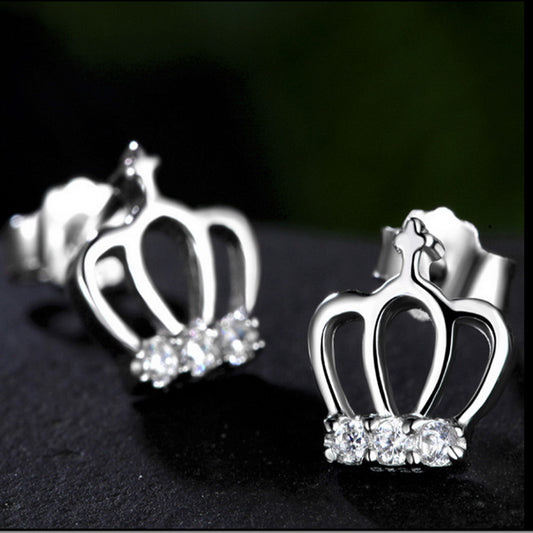 Women's Simple Cross Princess Crown Zircon Ear Fashion Petite Stud Earrings