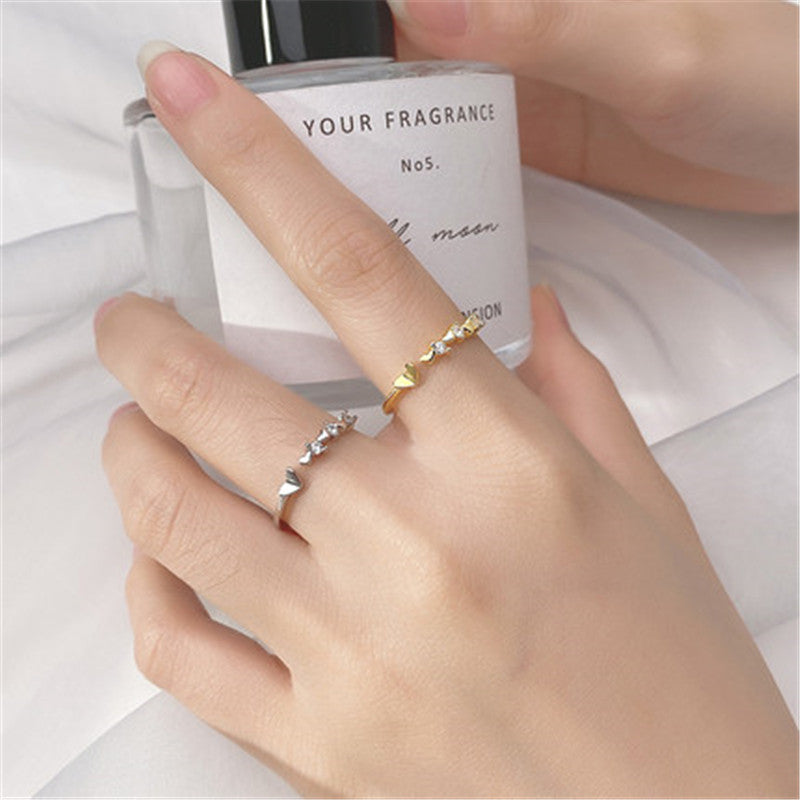Fashion Sweet Love Female Temperament Micro Rhinestone Simple Light Luxury Ring