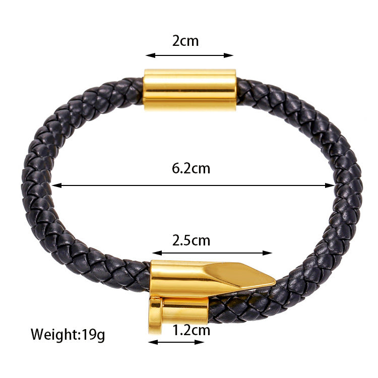 Women's & Men's Steel Nail Head Braided Leather Punk Bracelets