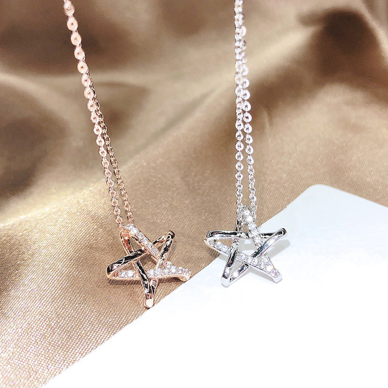 Simple Rose Gold Plated Five-pointed Star Necklaces