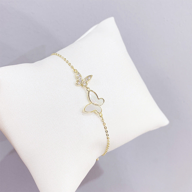 Women's Shell Butterfly Korean Style Electroplated Real Gold Couple Girlfriends Bracelet