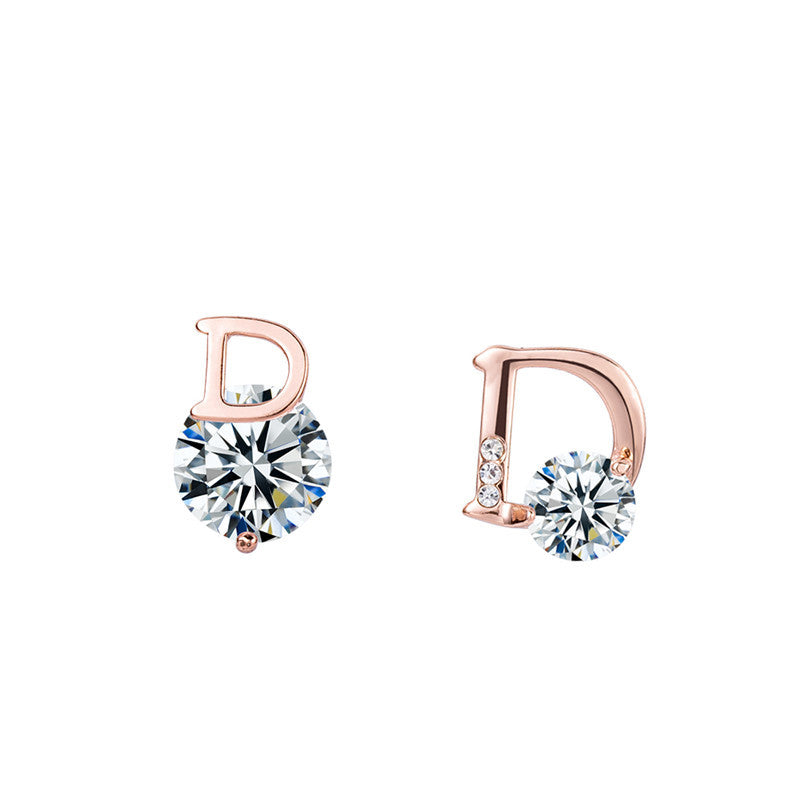 Women's Simple Personality Korean Style Asymmetric Letter Niche Earrings