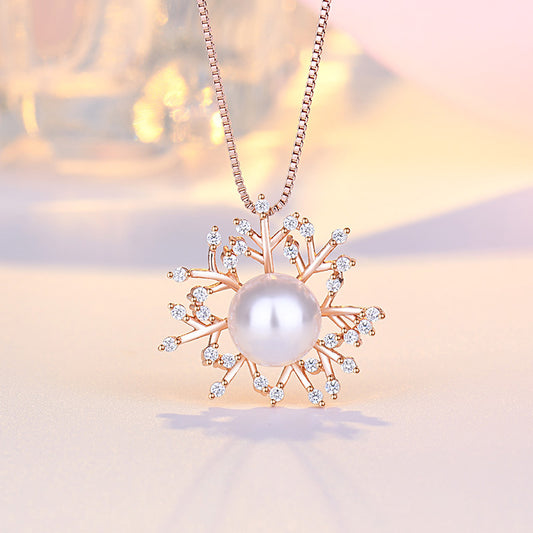 Accessories Snowflake Pearl Female Super Flash Pendants