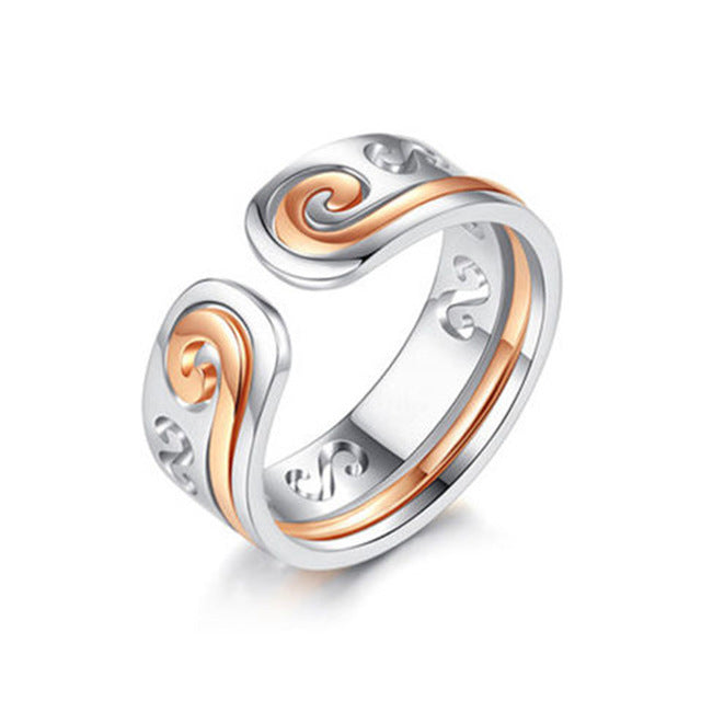 Combination Open Couple Titanium Steel Sun Rings
