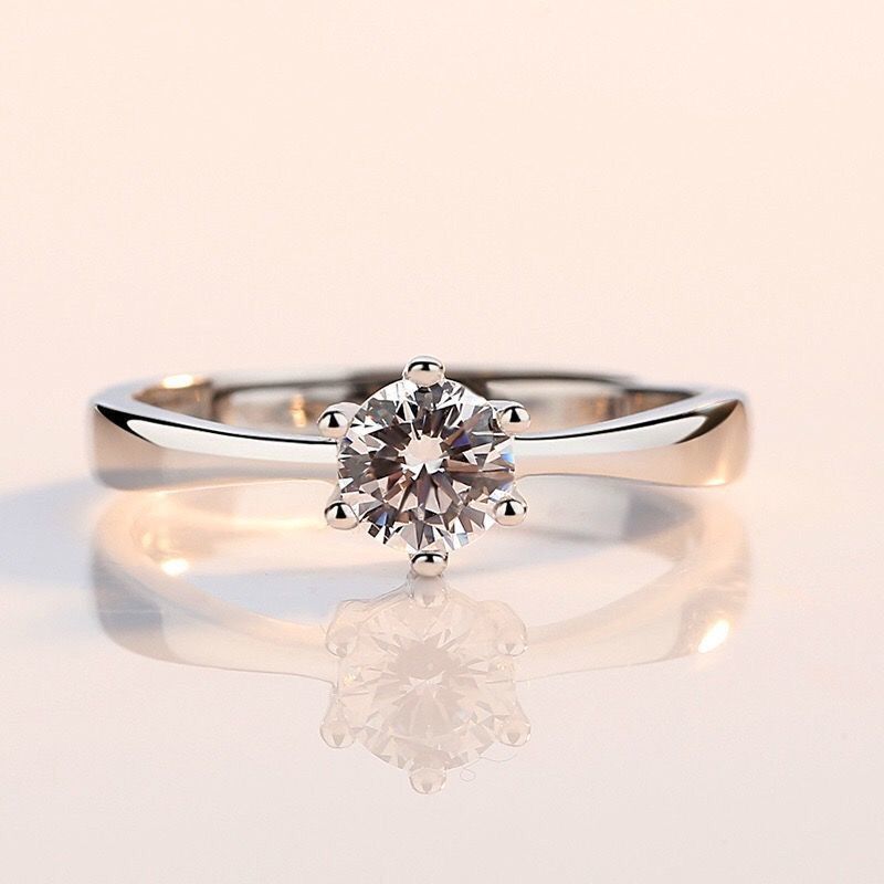Women's & Men's Pair Of Diamond Adjustable Open Mouth Gift Proposal Ring