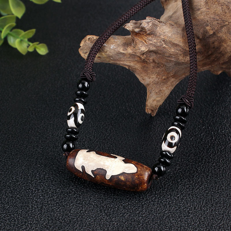 Women's & Men's Ethnic Style Tibetan Agate Bead Simple Cotton Necklaces