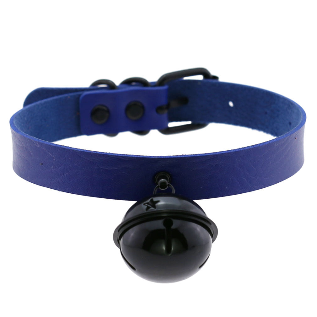 Leather Collar Personality Black Big Bell Neck Band Necklace