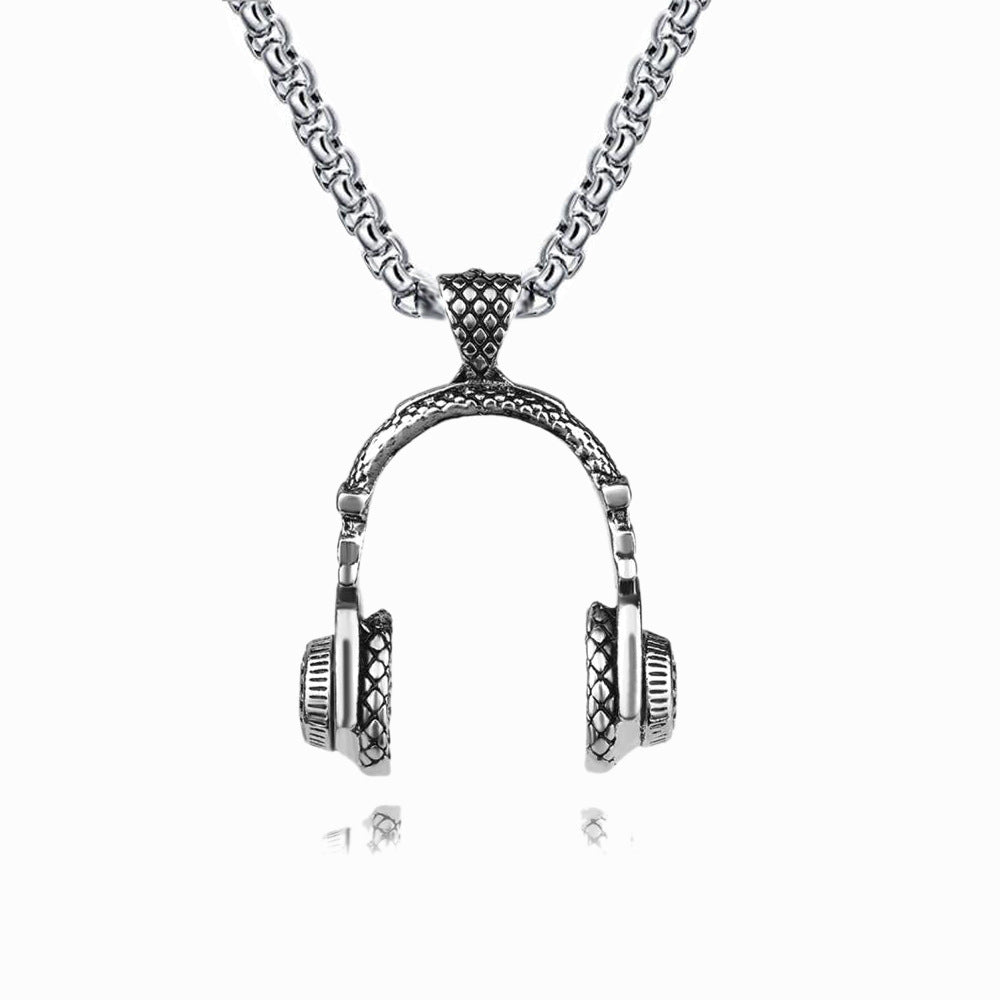 Men's Music Headset Titanium Steel Fashion Rock Necklaces