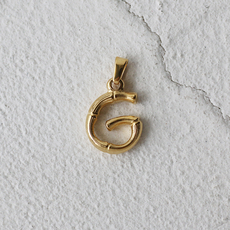 Single English Letter Bamboo Three-dimensional Titanium Pendants