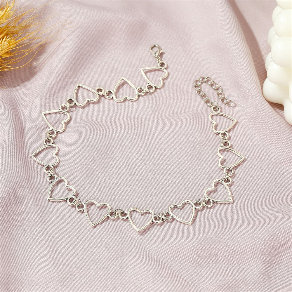 Hollow Heart Alloy Peach Cold Style Necklaces