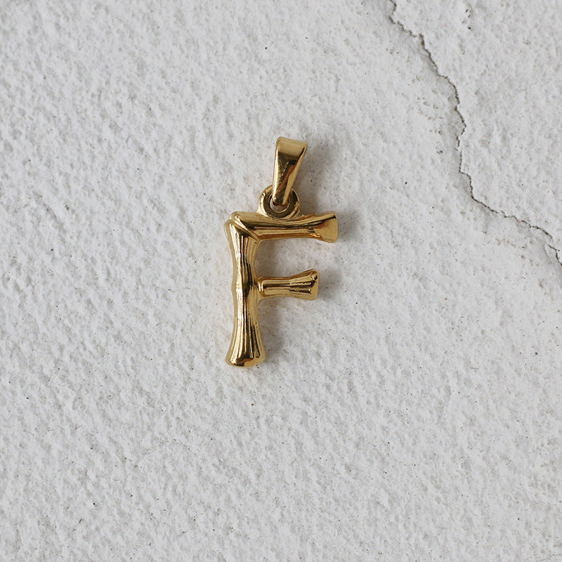 Single English Letter Bamboo Three-dimensional Titanium Pendants