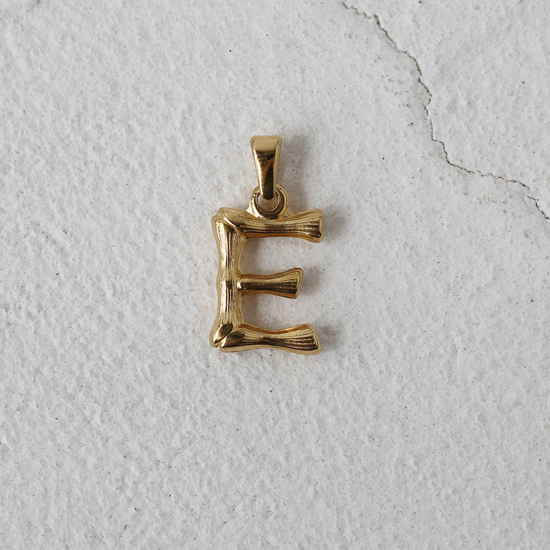 Single English Letter Bamboo Three-dimensional Titanium Pendants