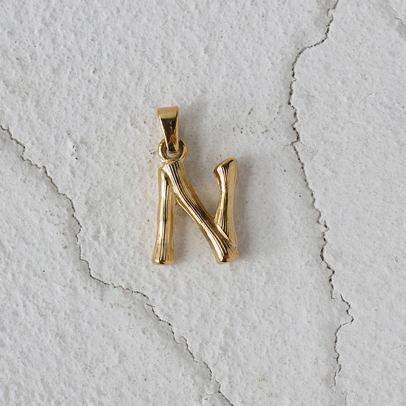 Single English Letter Bamboo Three-dimensional Titanium Pendants