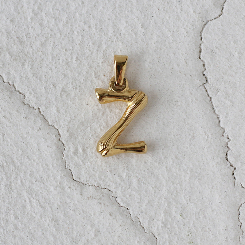 Single English Letter Bamboo Three-dimensional Titanium Pendants