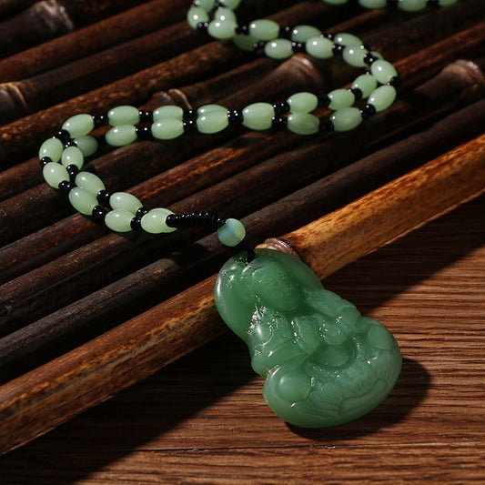 Boutique Jade Maitreya Avalokitesvara Emerald Couple Pendants