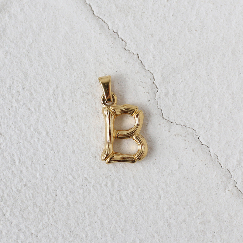 Single English Letter Bamboo Three-dimensional Titanium Pendants