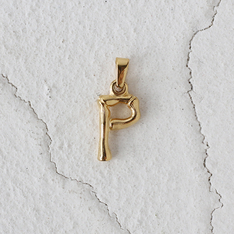 Single English Letter Bamboo Three-dimensional Titanium Pendants