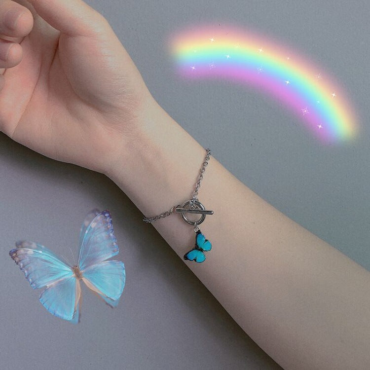 Women's & Men's Wind Blue Purple Butterfly Girlfriend Hot Necklace