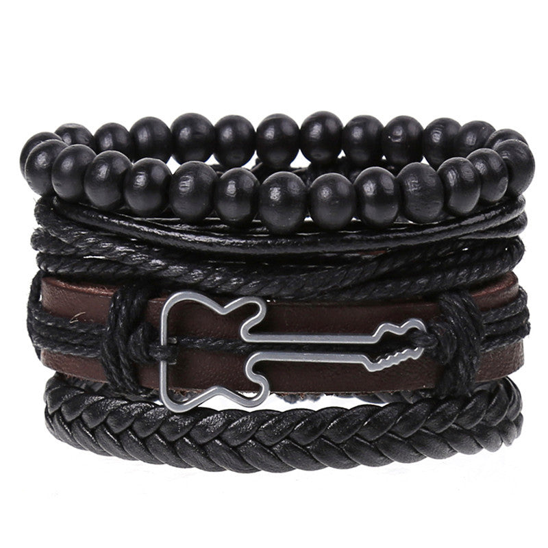 Men's Cowhide Hand-woven Leather Carrying Strap Bracelet
