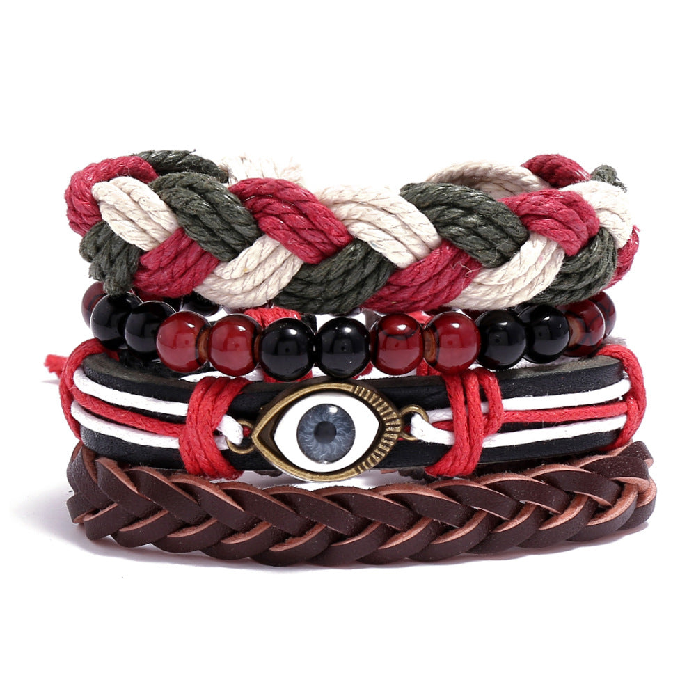 Men's Cowhide Hand-woven Leather Carrying Strap Bracelet