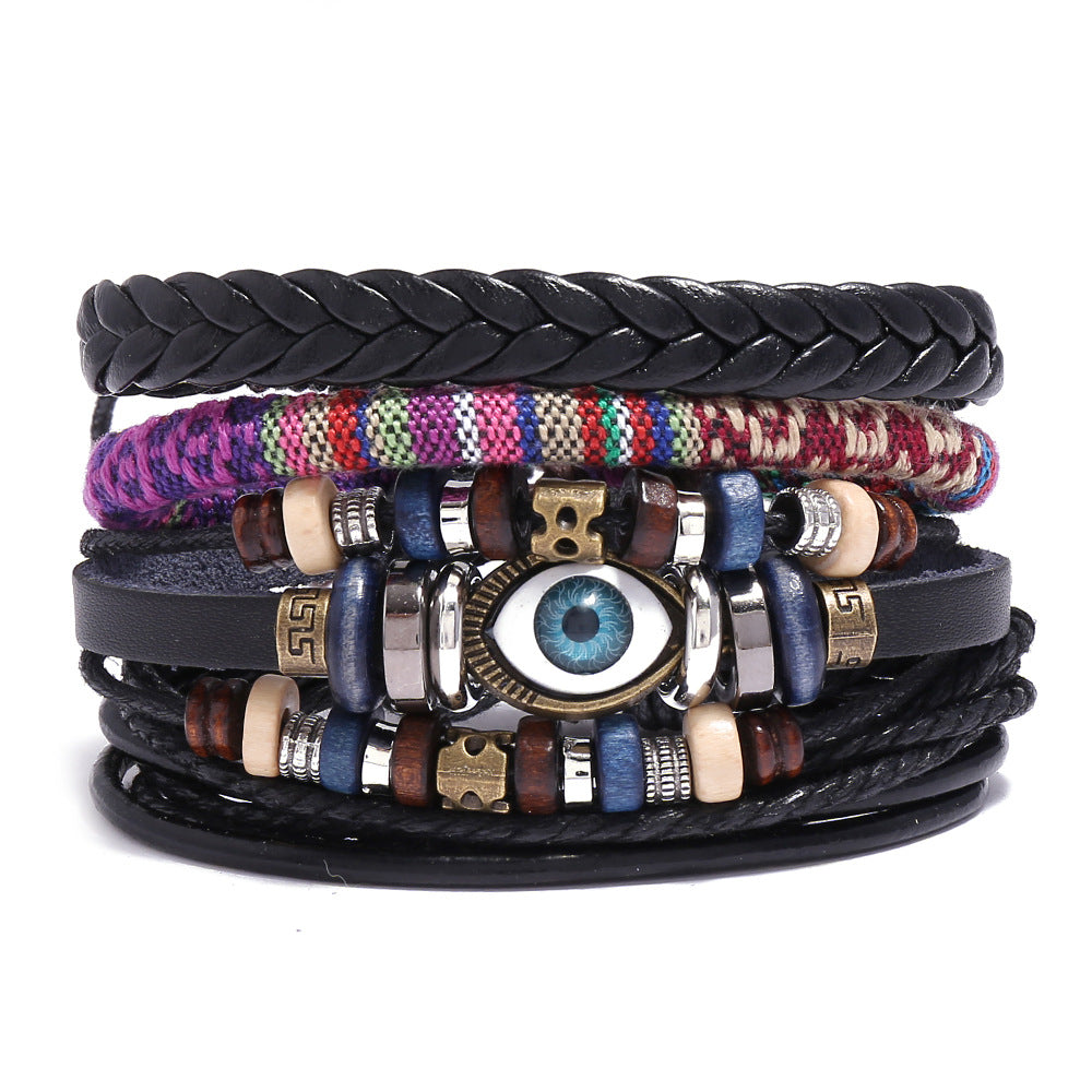Men's Cowhide Hand-woven Leather Carrying Strap Bracelet