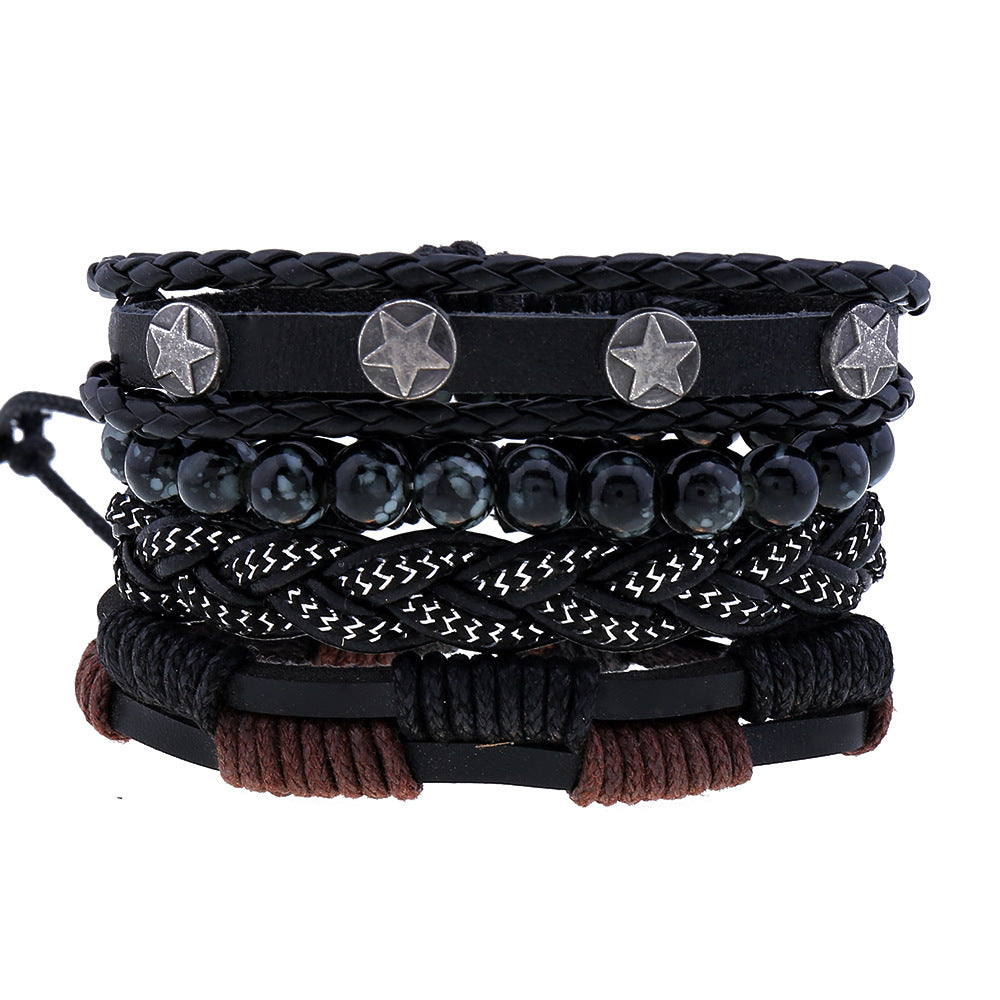 Men's Cowhide Hand-woven Leather Carrying Strap Bracelet