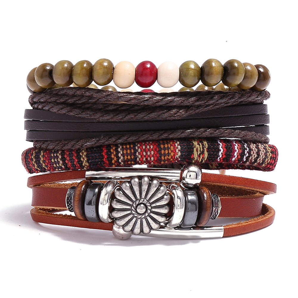 Men's Cowhide Hand-woven Leather Carrying Strap Bracelet