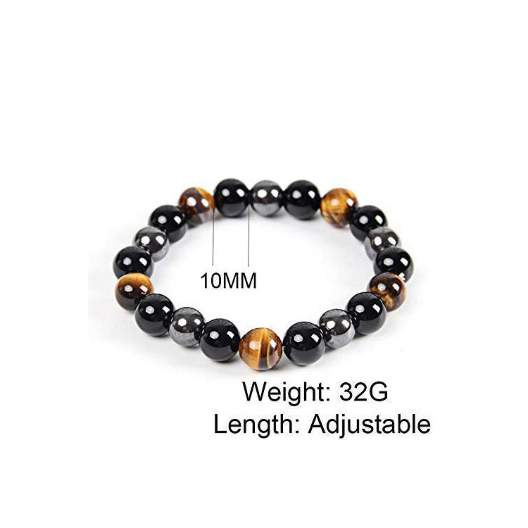 Men's Handmade Single Circle Haematite Tiger Eye Bracelet