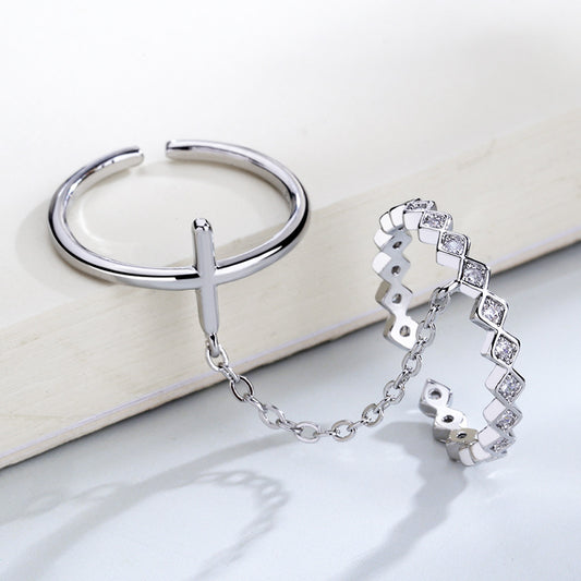 One-piece Cross Fashion Trendy Niche Geometric Double Ring