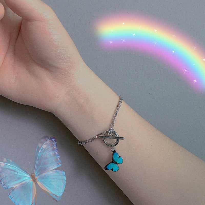 Women's & Men's Wind Blue Purple Butterfly Girlfriend Hot Necklace