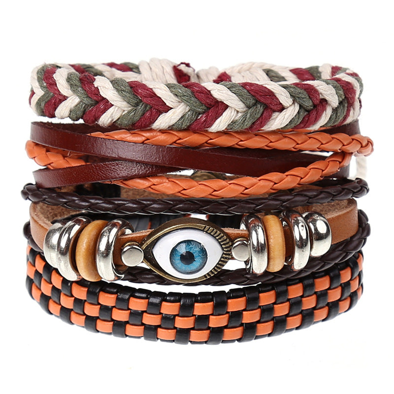 Men's Cowhide Hand-woven Leather Carrying Strap Bracelet