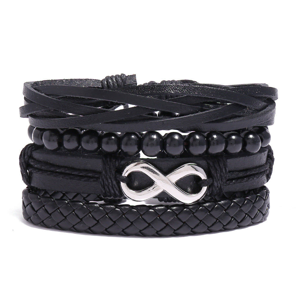Men's Cowhide Hand-woven Leather Carrying Strap Bracelet