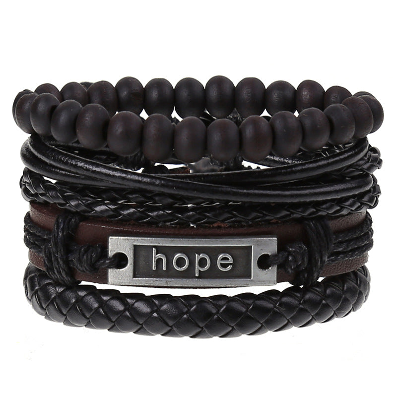 Men's Cowhide Hand-woven Leather Carrying Strap Bracelet