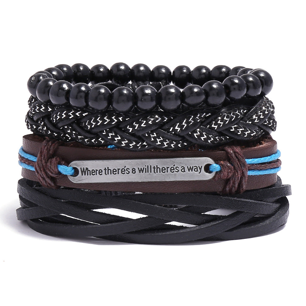 Men's Cowhide Hand-woven Leather Carrying Strap Bracelet
