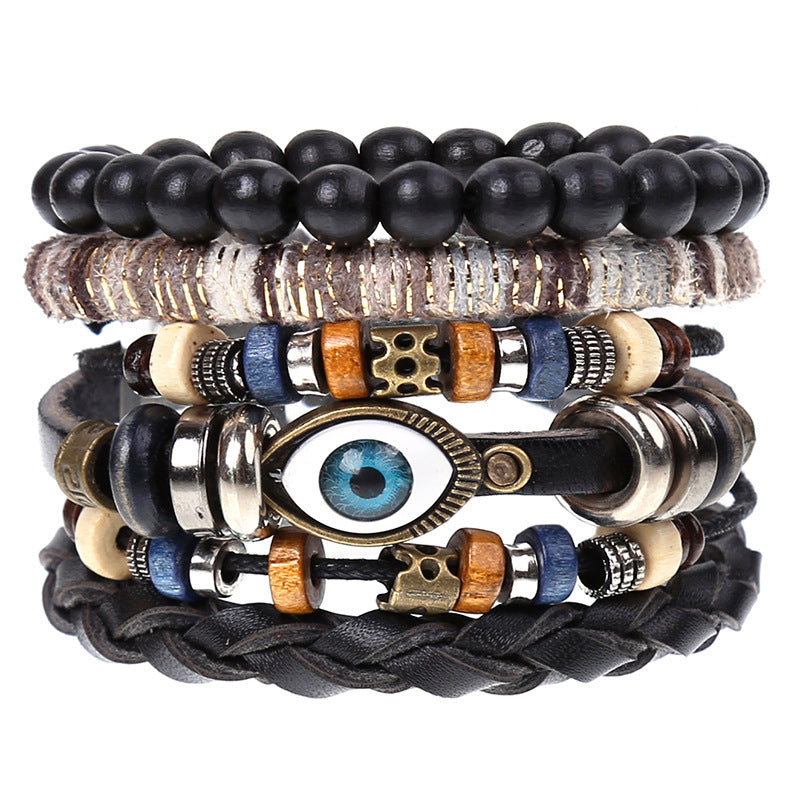 Men's Cowhide Hand-woven Leather Carrying Strap Bracelet