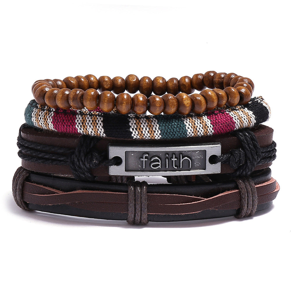 Men's Cowhide Hand-woven Leather Carrying Strap Bracelet