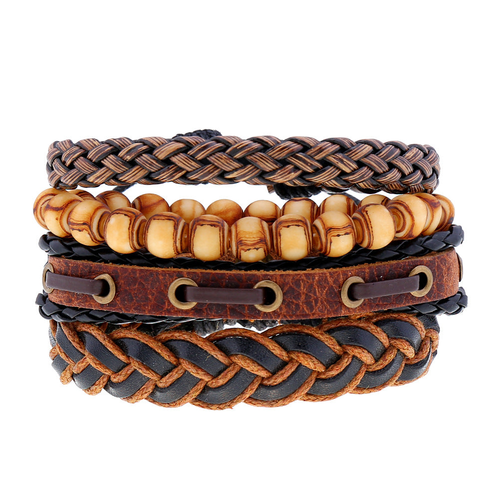 Men's Cowhide Hand-woven Leather Carrying Strap Bracelet
