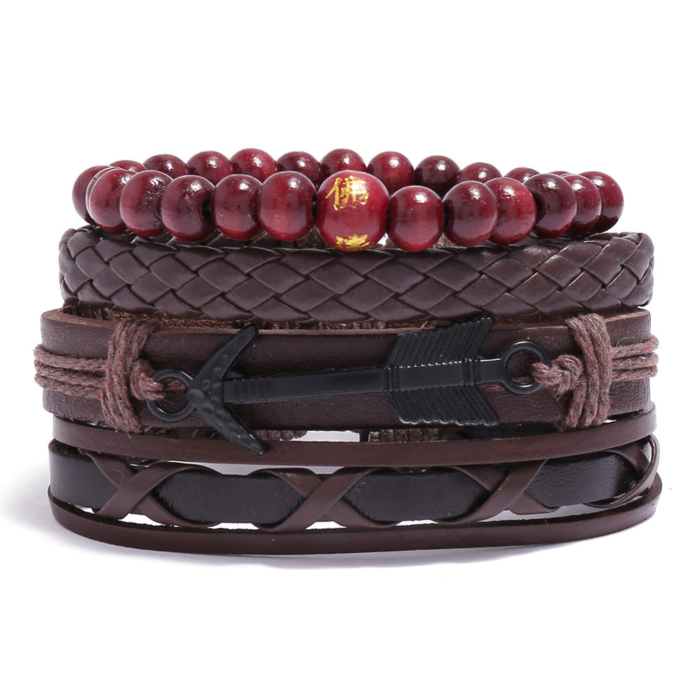Men's Cowhide Hand-woven Leather Carrying Strap Bracelet