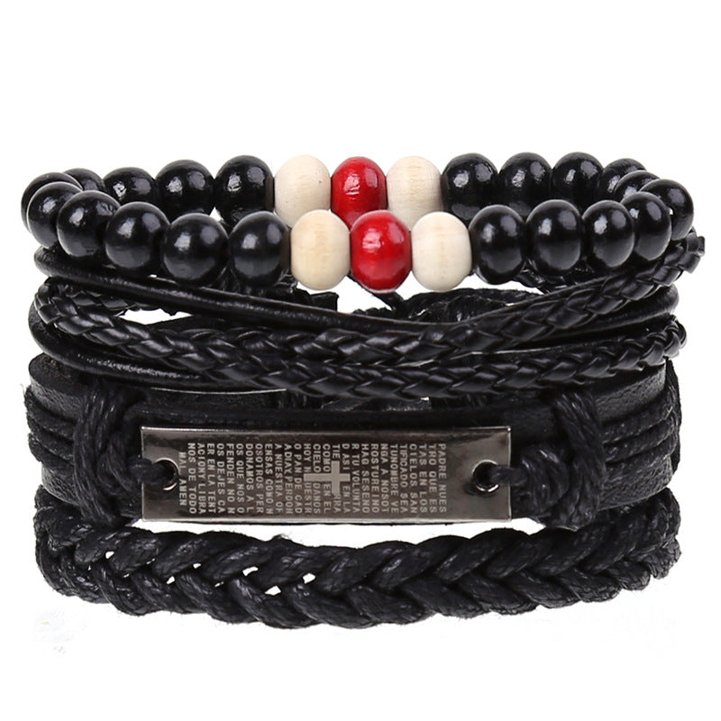 Men's Cowhide Hand-woven Leather Carrying Strap Bracelet