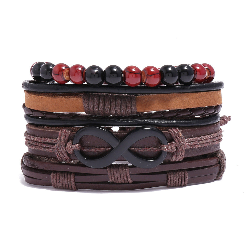 Men's Cowhide Hand-woven Leather Carrying Strap Bracelet