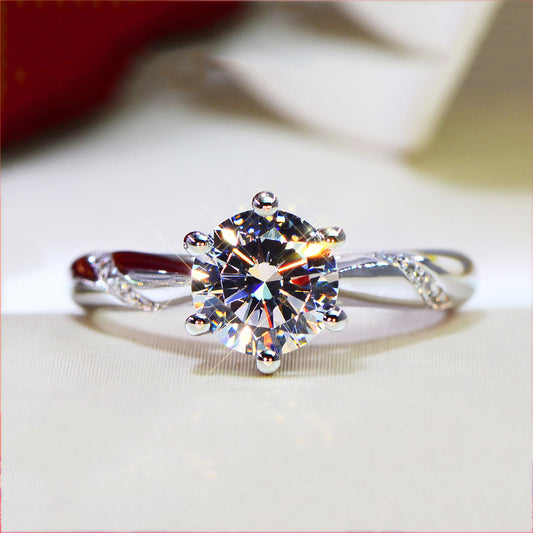 Women's Carbon Moissanite Classic Eight Hearts And Rings