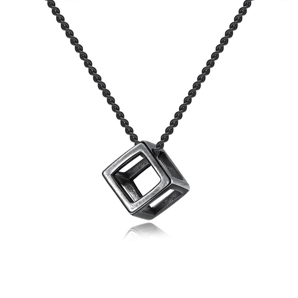 Women's & Men's Retro Simple Hollow Personality Square Cube Necklaces