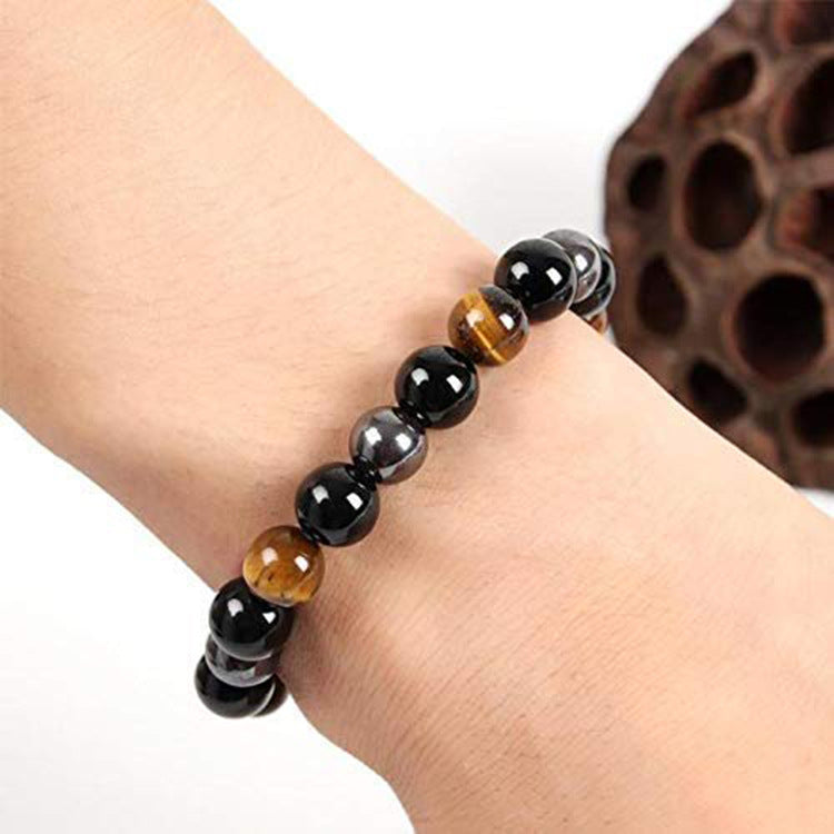 Men's Handmade Single Circle Haematite Tiger Eye Bracelet